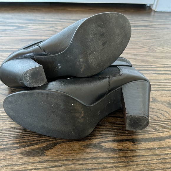 Madewell Lonny Black Leather Ankle Boots Block Heel Pull On Stretch - Picture 5 of 11